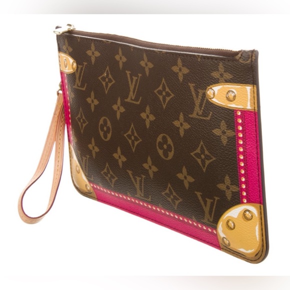 LOUIS VUITTON SIGNATURE LV MONOGRAM TRUNK NEVERFULL WRISTLET POUCH CLUTCH RARE - Picture 3 of 14
